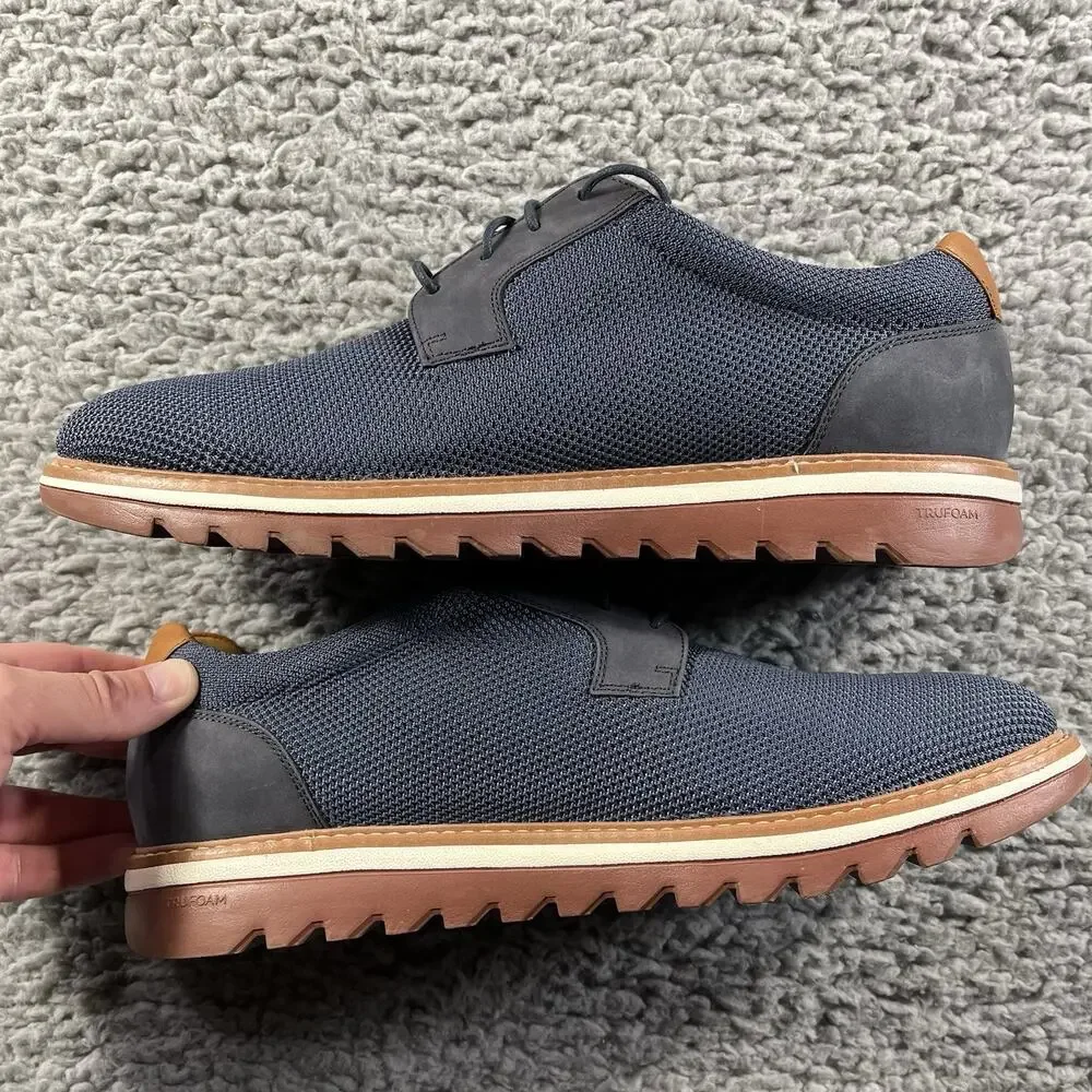 Johnston & Murphy Braydon Knit Plain Toe Shoes Men's 12M Navy Blue TRUFOAM